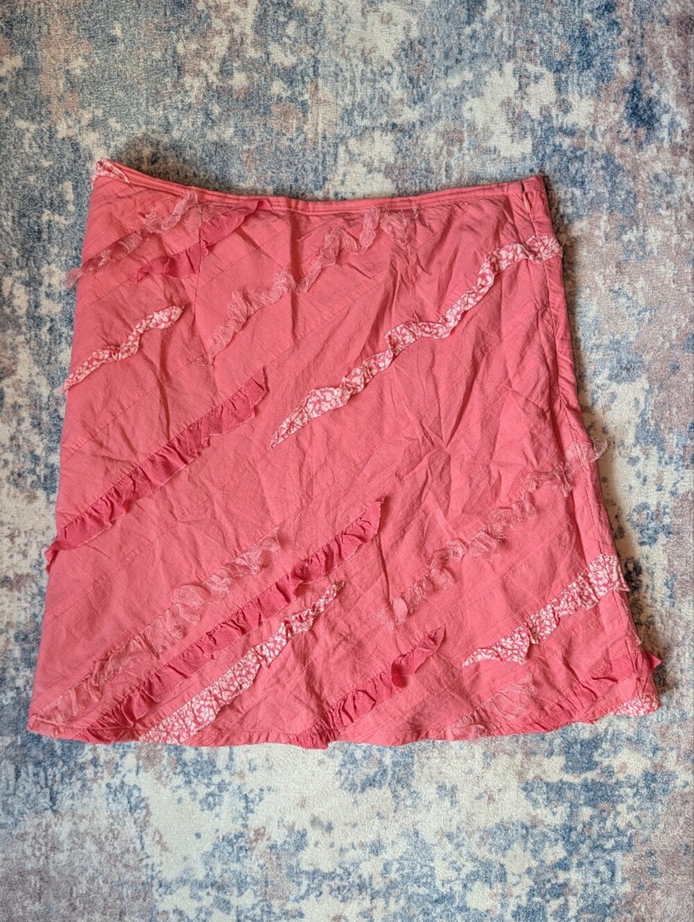 Odille Pink Lace Ruffle Midi Skirt